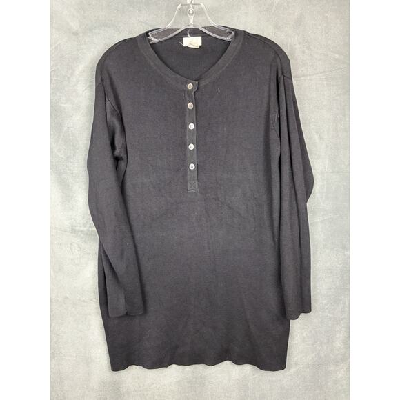 Belford Knit Sweater Womens Small Black 100% Silk Henley Tunic - Picture 1 of 12